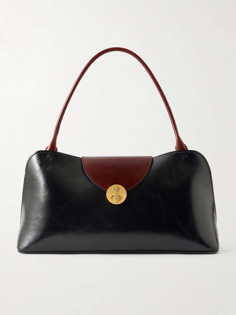 Versace Vivian Medium Two-tone Textured-leather Shoulder Bag