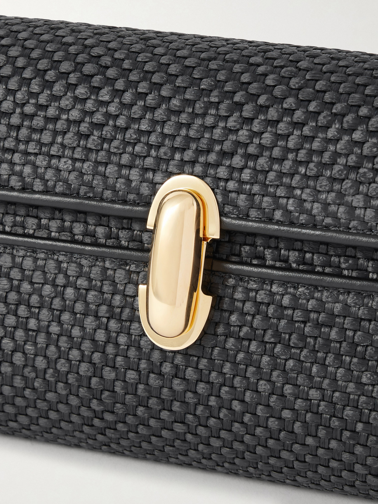 Symmetry Leather-Trimmed Woven Raffia Shoulder Bag
