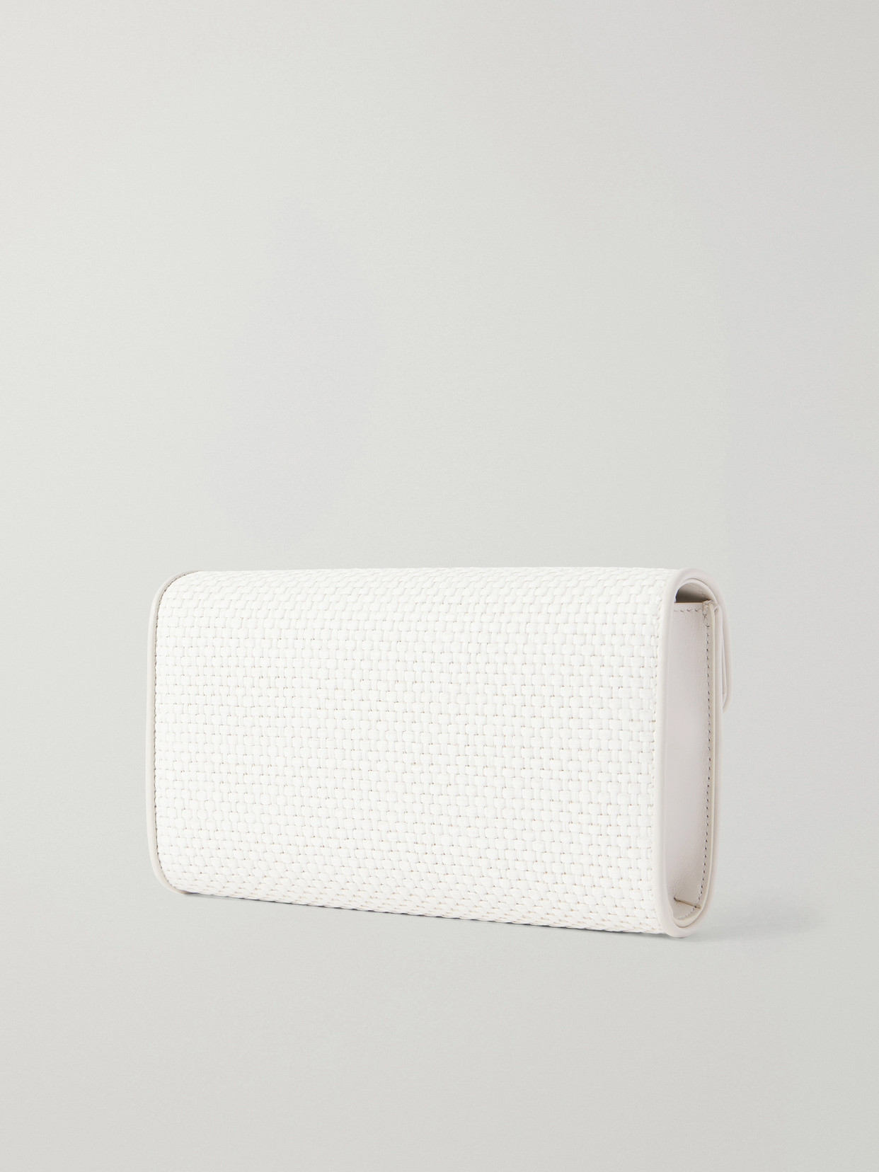 Symmetry Leather-Trimmed Woven Raffia Shoulder Bag