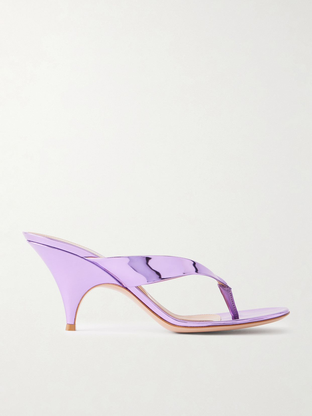 Sofia Thong 70 Mirrored-Leather Sandals