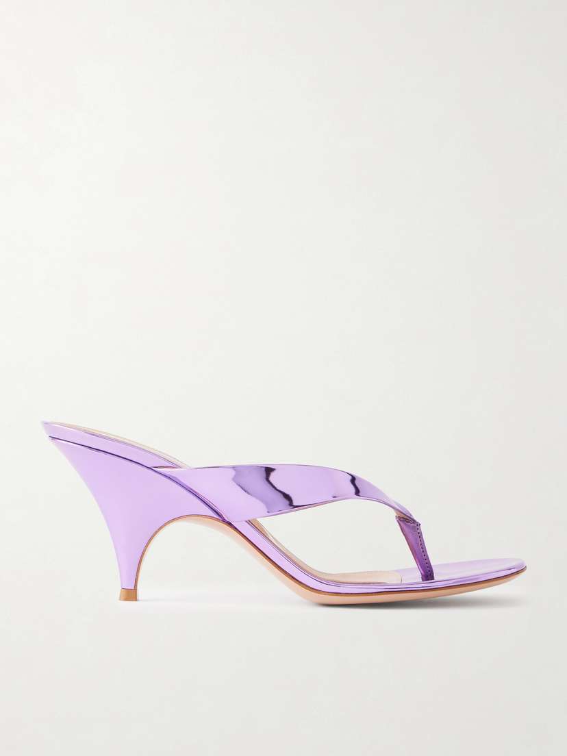 Gianvito Rossi Sofia Thong 70 Mirrored-leather Sandals