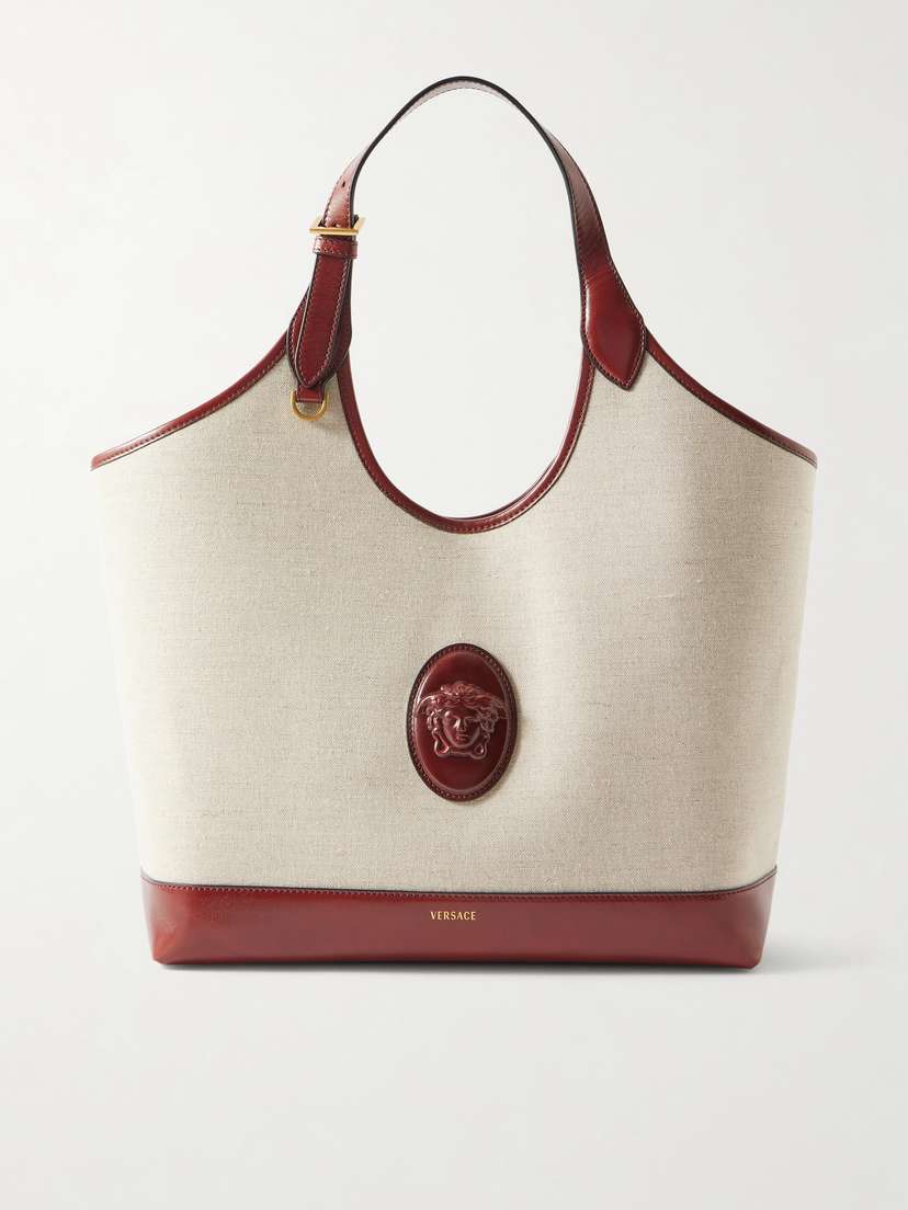 Versace Leather-trimmed Canvas Tote