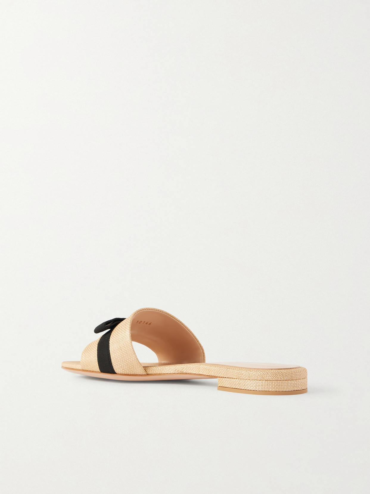 Grosgrain-Trimmed Raffia Slides