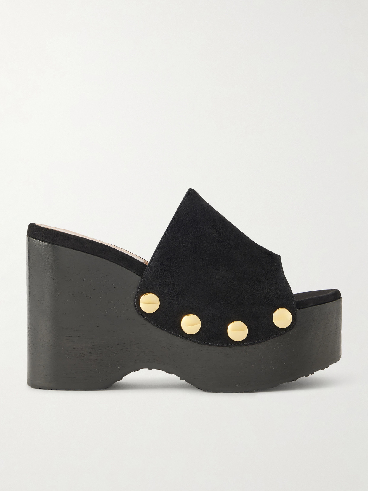 Gianvito Rossi 60 Studded Suede Platform Wedge Mules In Black