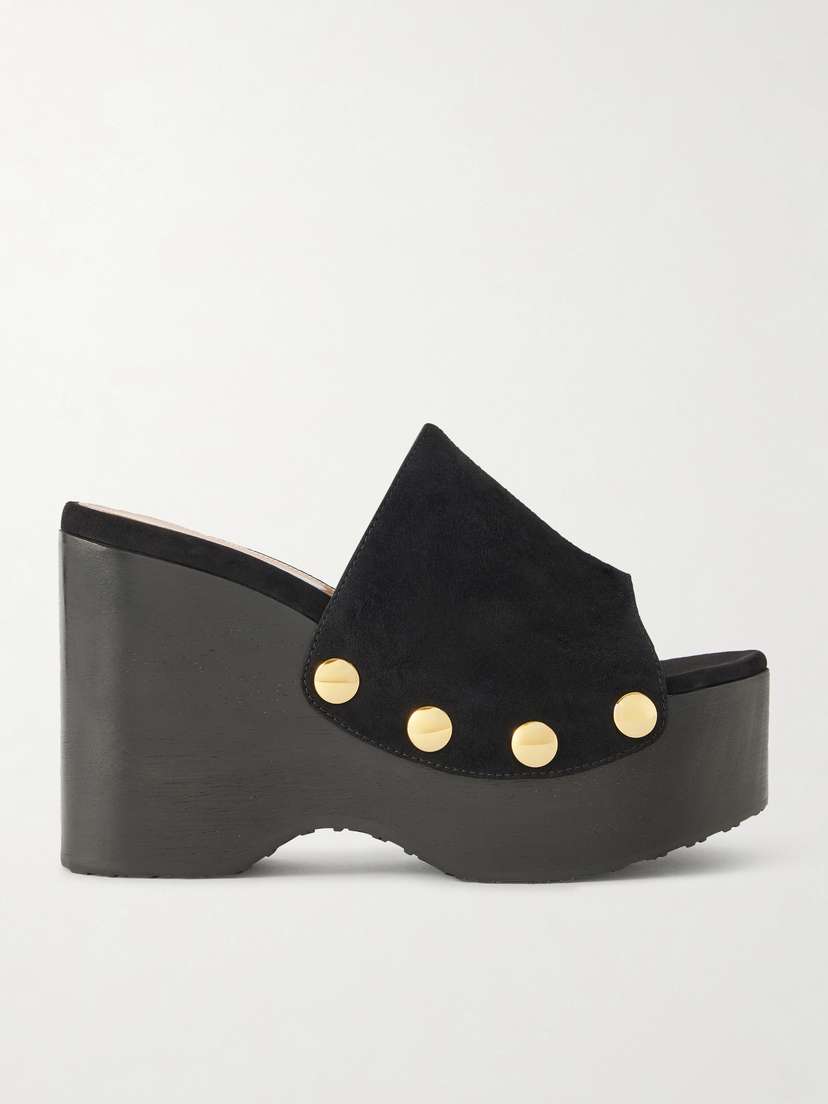 Gianvito Rossi Ardèa 60 Studded Suede Platform Wedge Mules