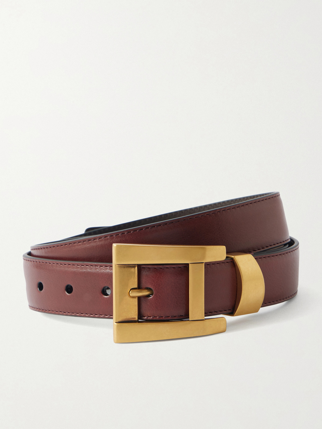 Versace 3cm Leather Belt In Brown