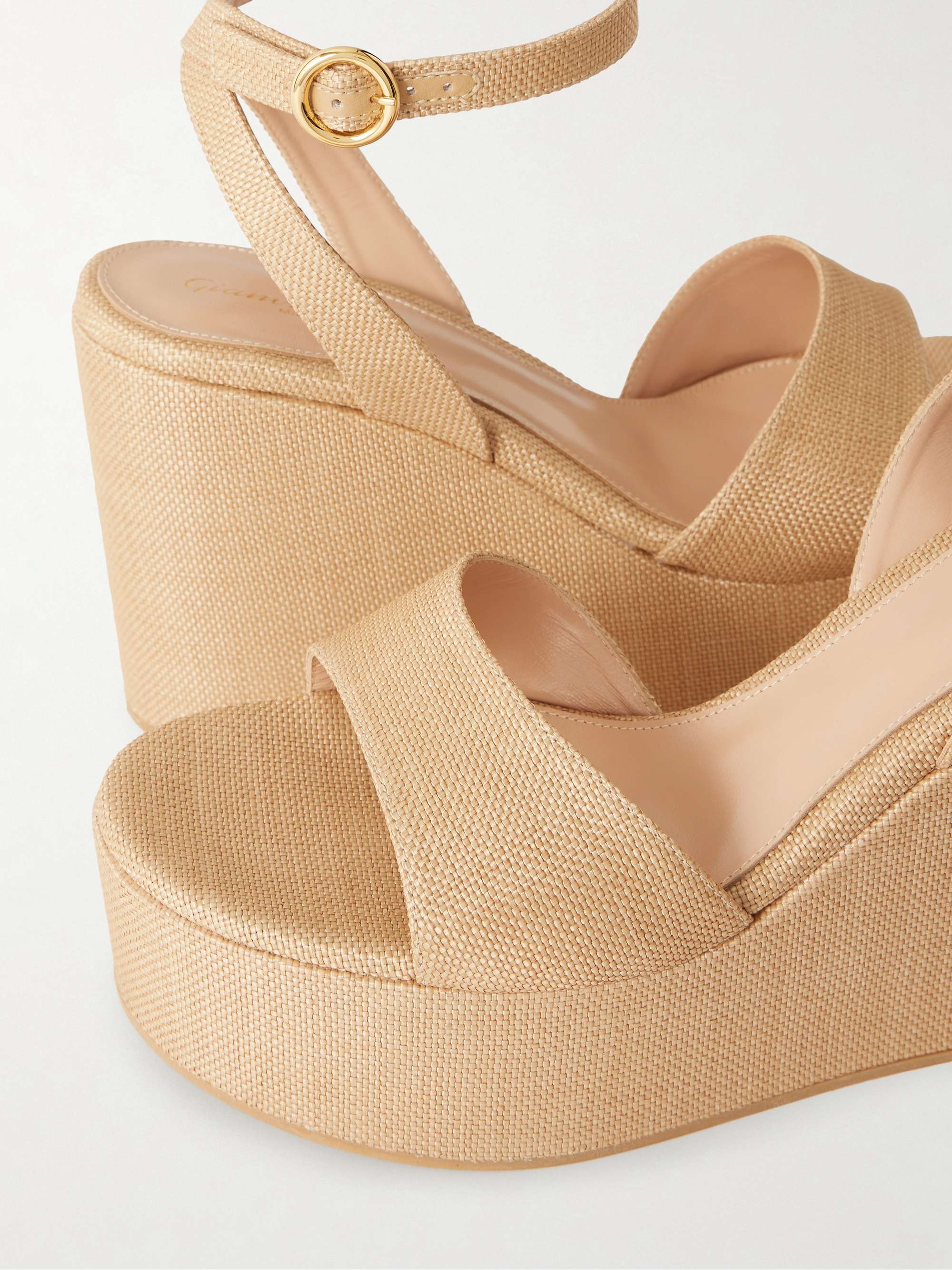 GIANVITO ROSSI 60 raffia platform wedge sandals | NET-A-PORTER
