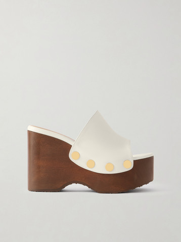 GIANVITO ROSSI Ardèa 60 studded leather platform wedge mules