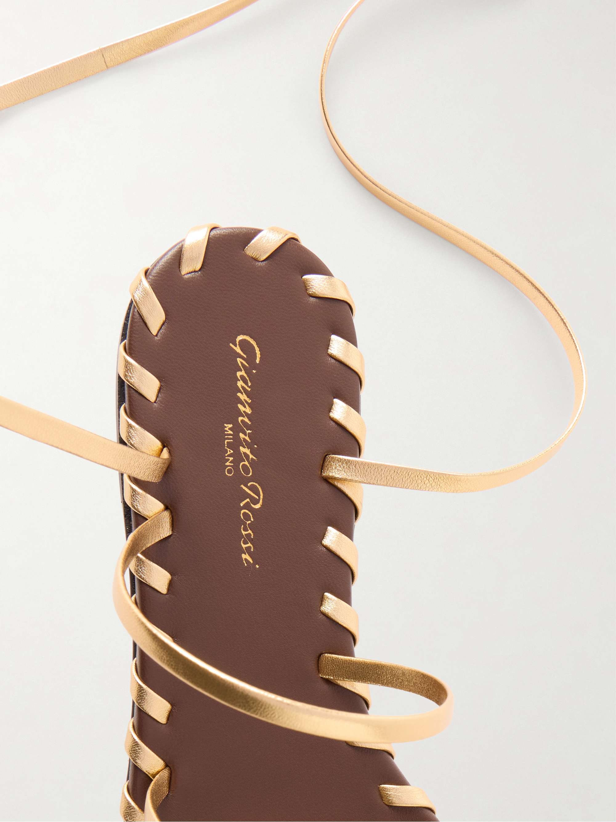 GIANVITO ROSSI Lace-up metallic leather sandals | NET-A-PORTER