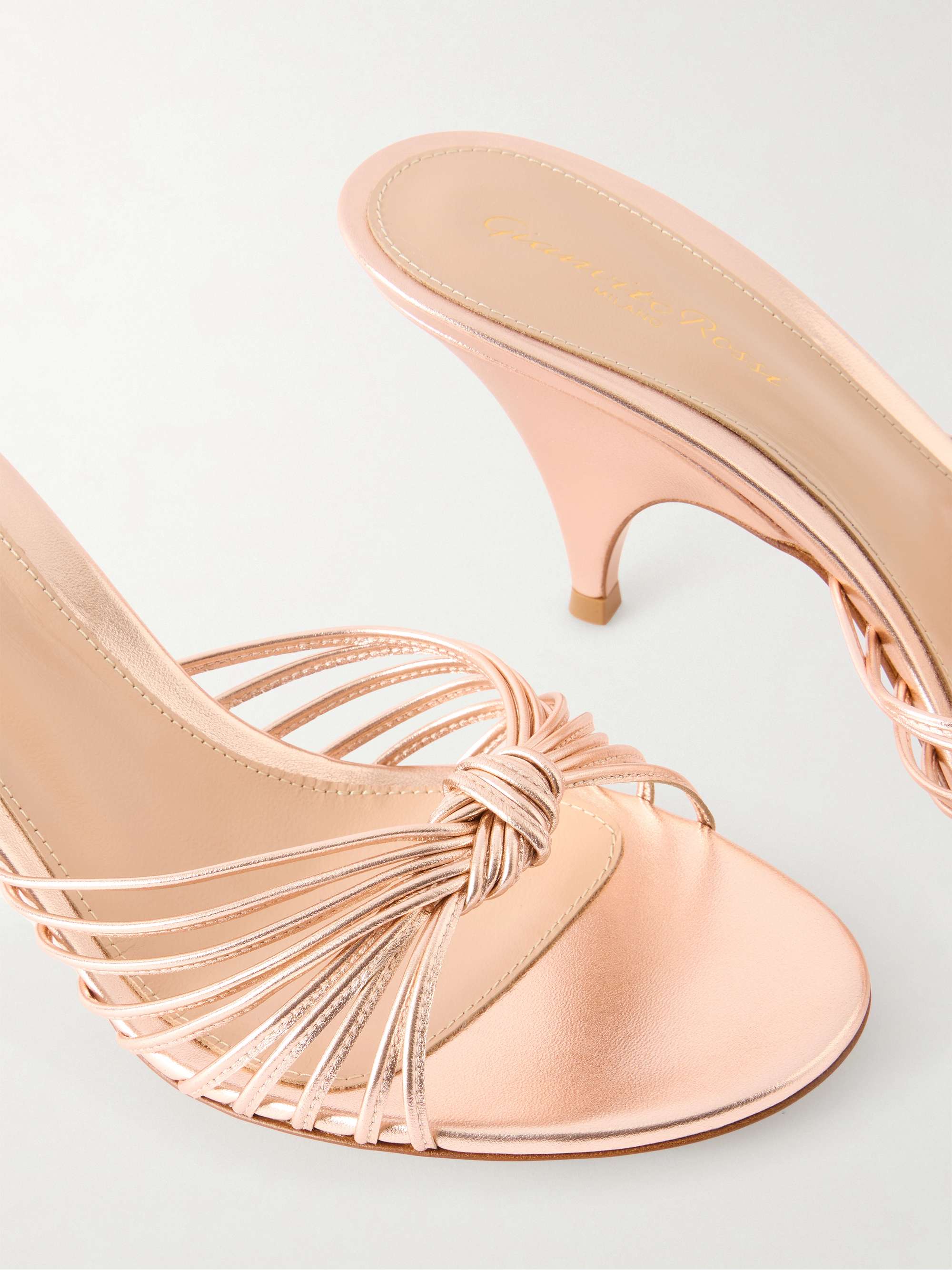 GIANVITO ROSSI 70 knotted metallic leather sandals | NET-A-PORTER