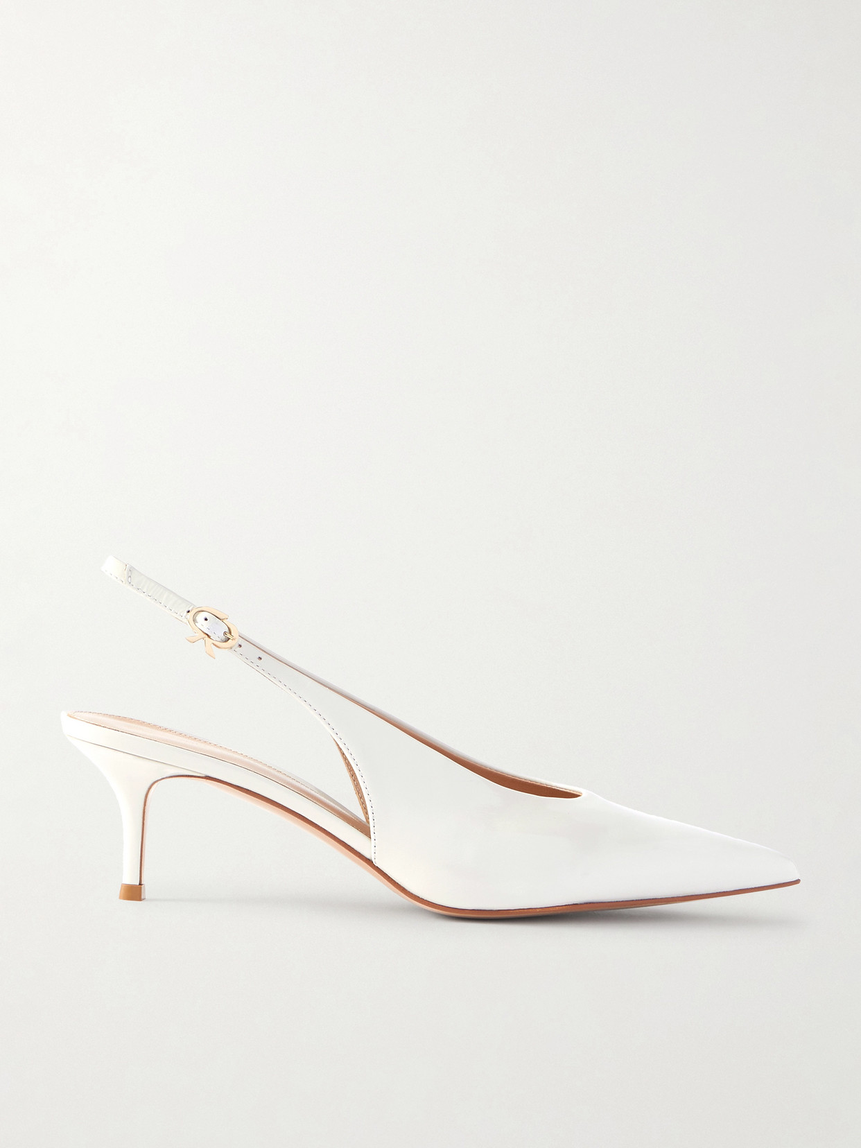 Gianvito Rossi Robbie 55 Polished-leather Slingback Pumps In White