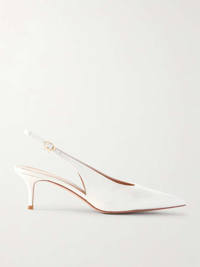 Gianvito Rossi Robbie 55 Polished-leather Slingback Pumps