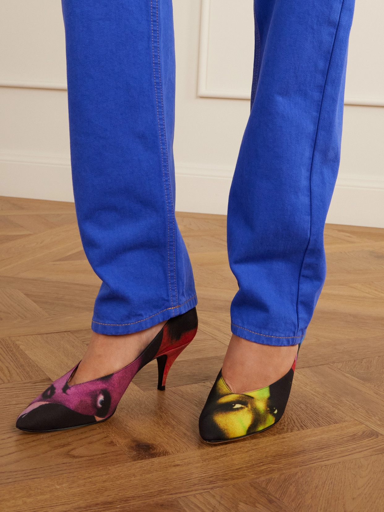 Versace Tina 65 Printed Silk Faille Pumps In Multi
