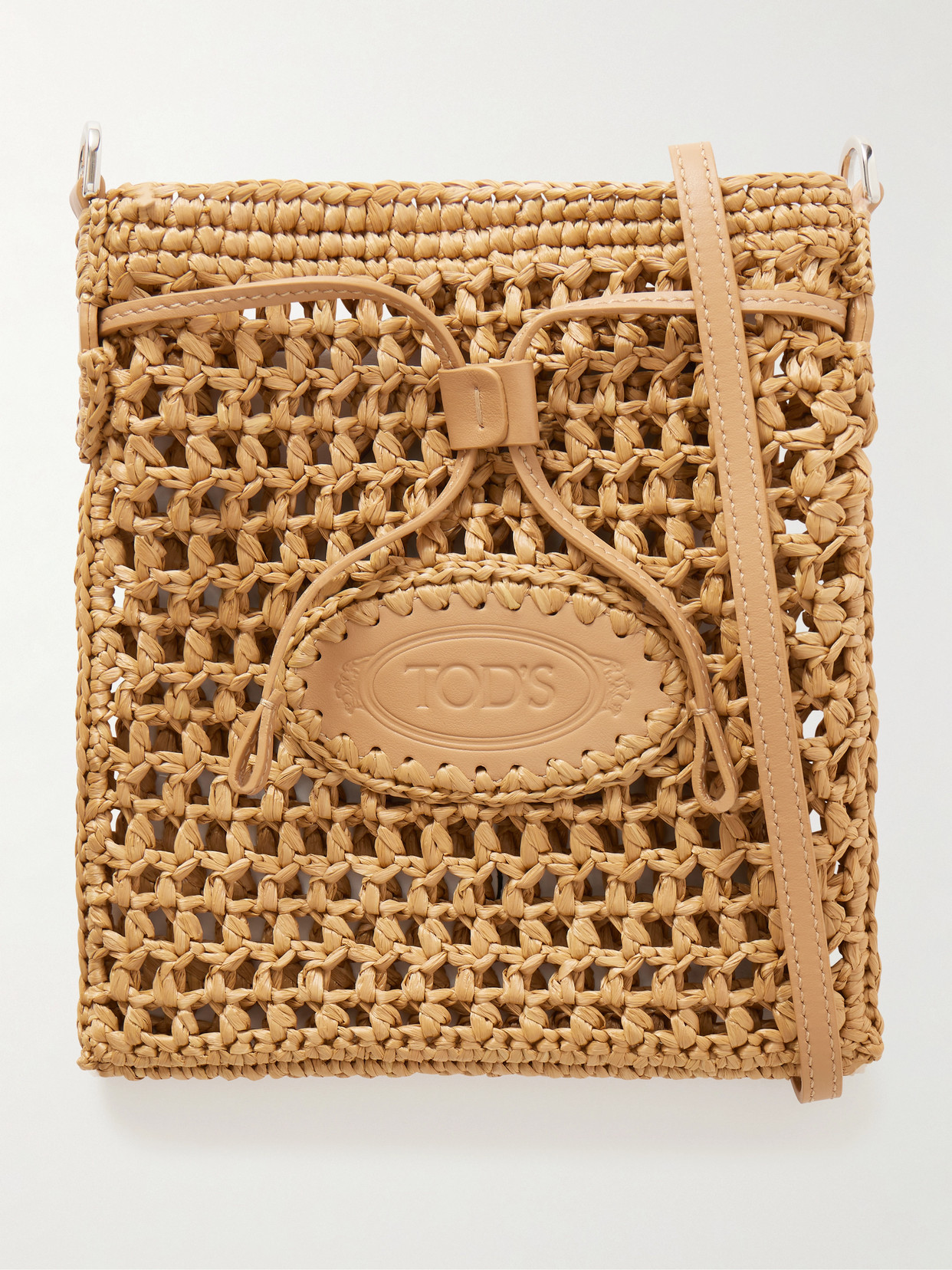 Tod's Ebl Mini Woven Raffia Bucket Bag In Brown