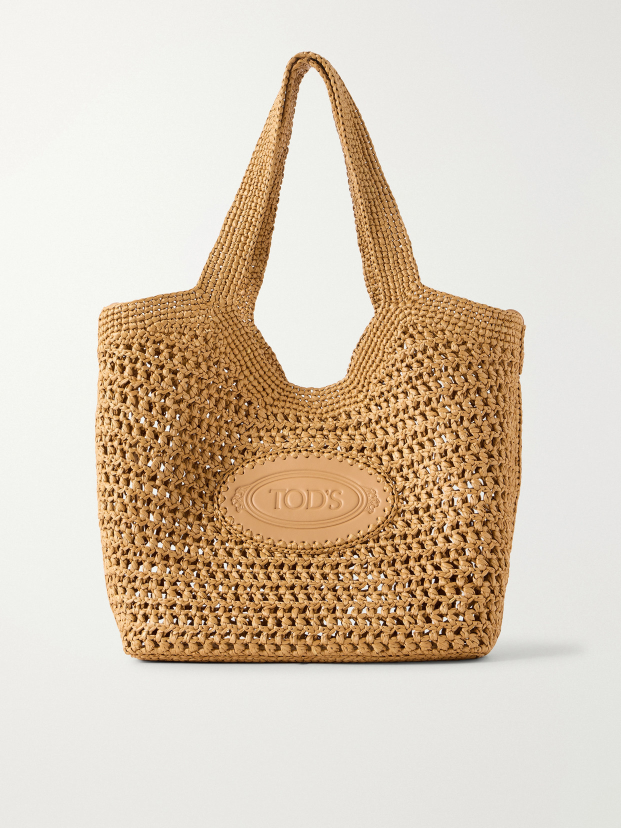 Tod's Woven Straw Tote Bag In Brown