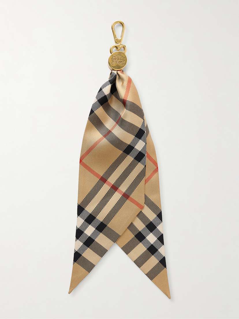 Burberry Gold-tone Checked Silk Charm