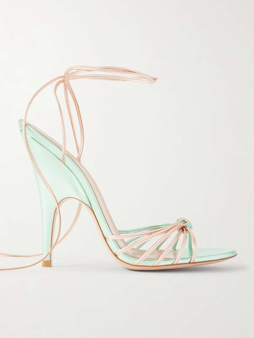 Gianvito Rossi Knotted Metallic Leather Sandals