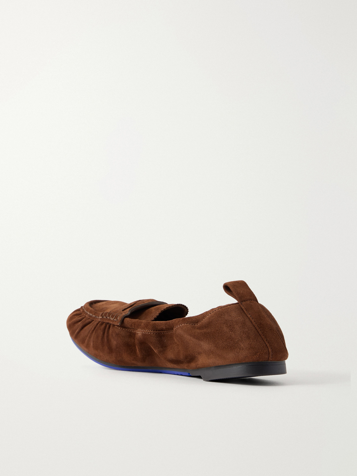 Burberry Fawn Suede Penny Loafers In Brown