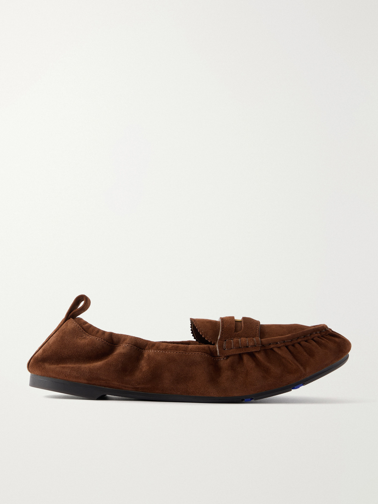 Burberry Fawn Suede Penny Loafers In Brown