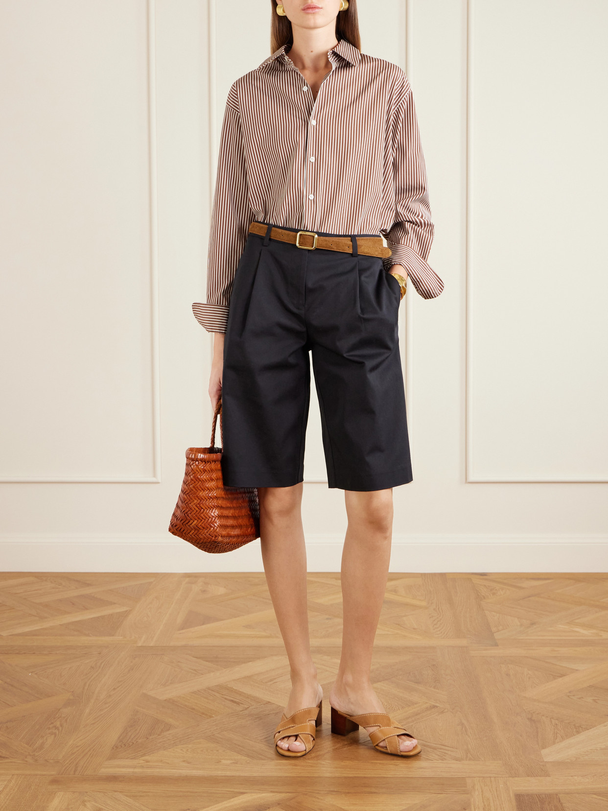 Tod's Suede And Leather Mules In Brown