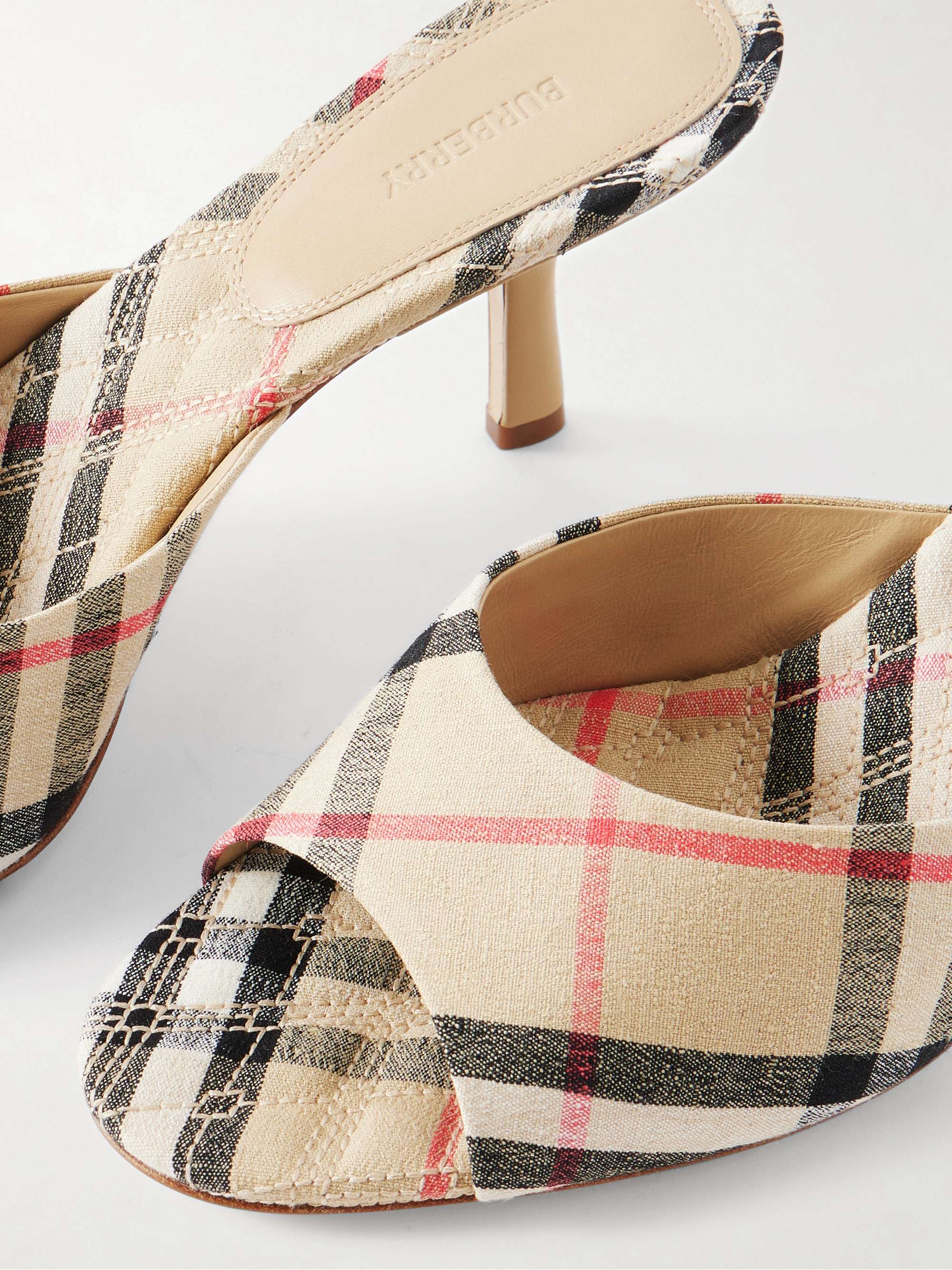 BURBERRY Checked canvas mules | NET-A-PORTER