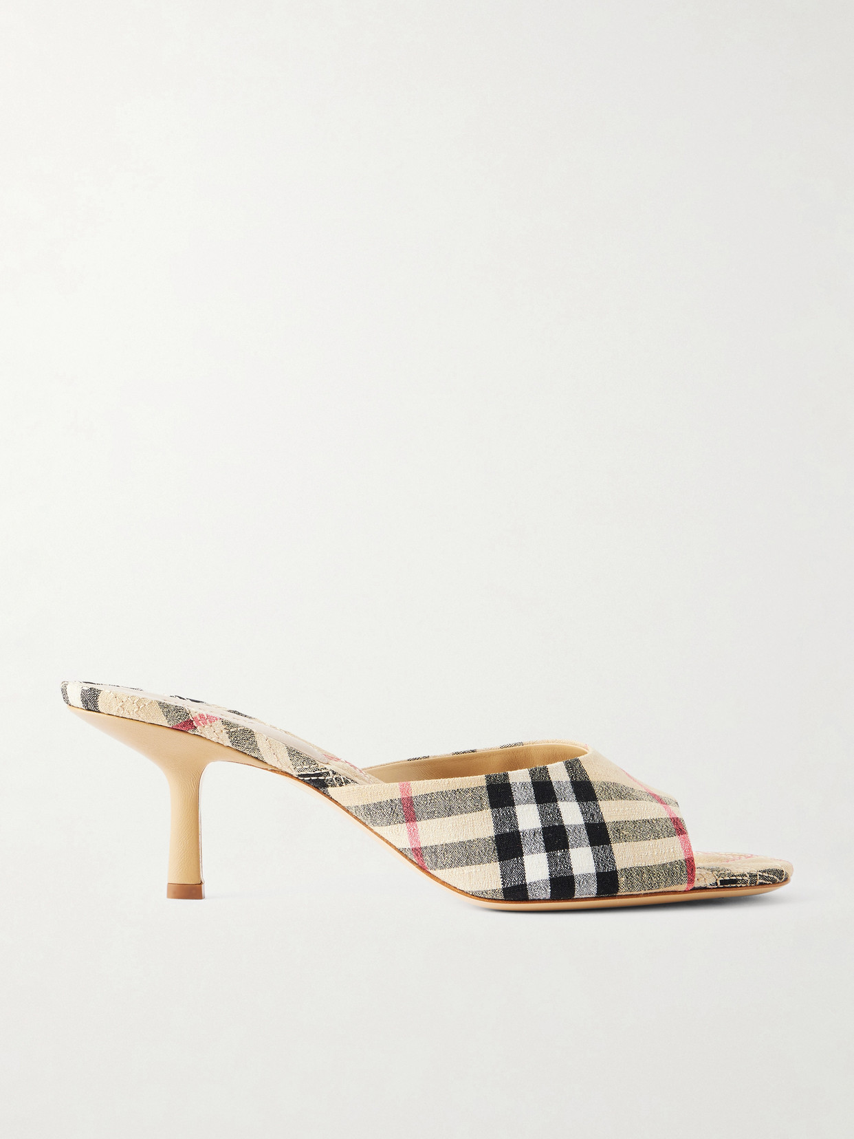 Burberry Checked Canvas Mules In Brown