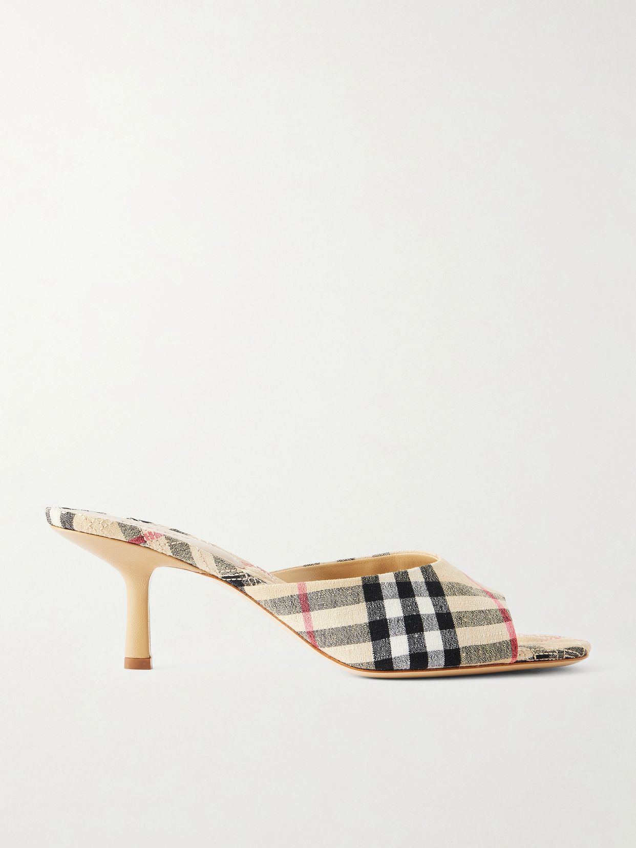 Checked canvas mules