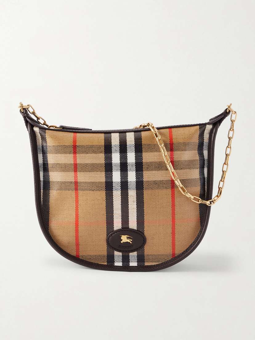 Burberry Leather-trimmed Checked Coated-canvas Shoulder Bag