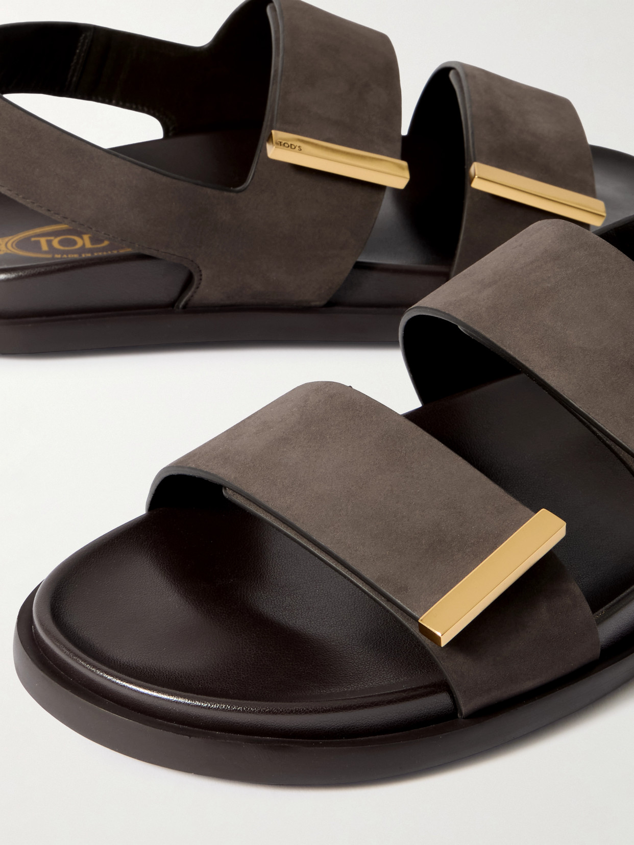 Tod's Leather Slingback Sandals Open Toe Design In Brown