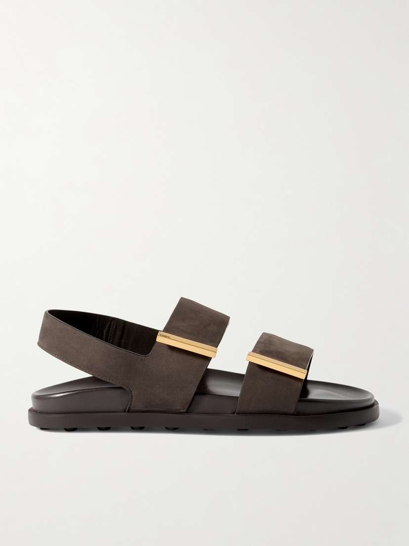 Tod's Buckled Nubuck Slingback Sandals
