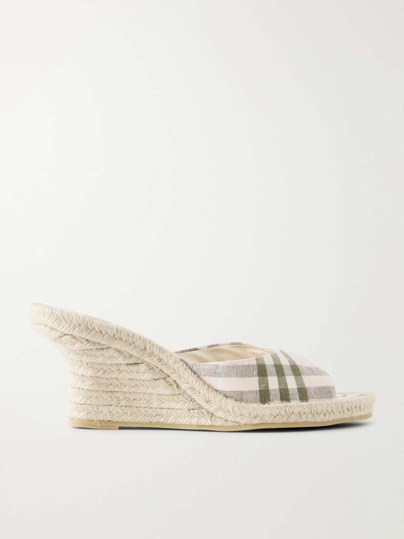 Burberry Lf Mews Check Espadrille Mules