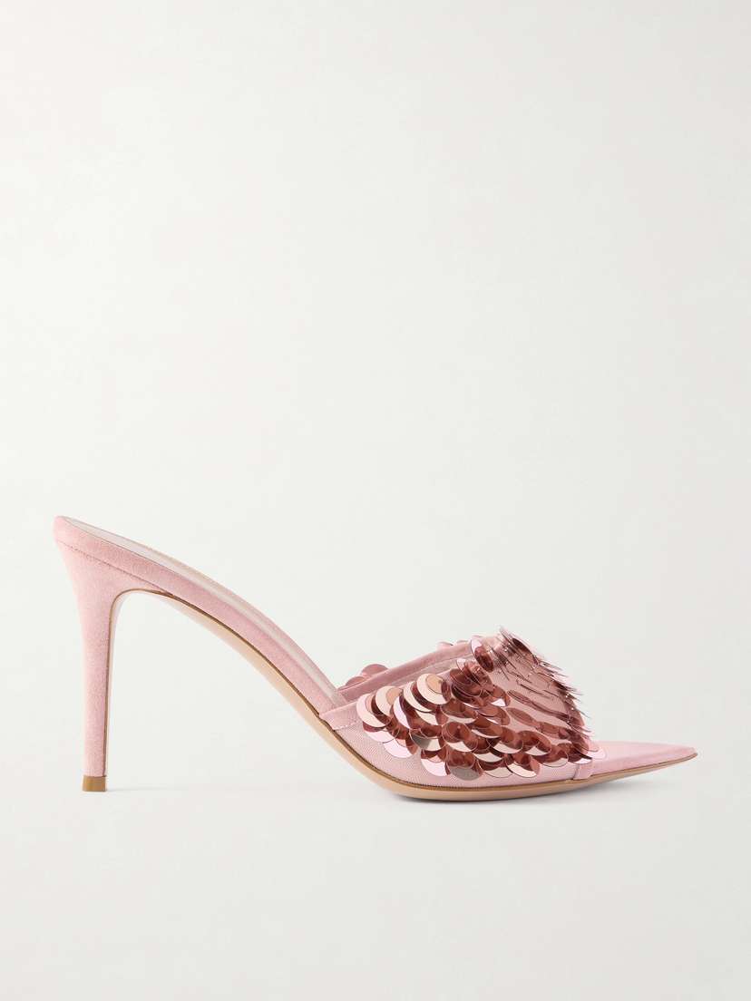 Gianvito Rossi Sequined Mesh Mules