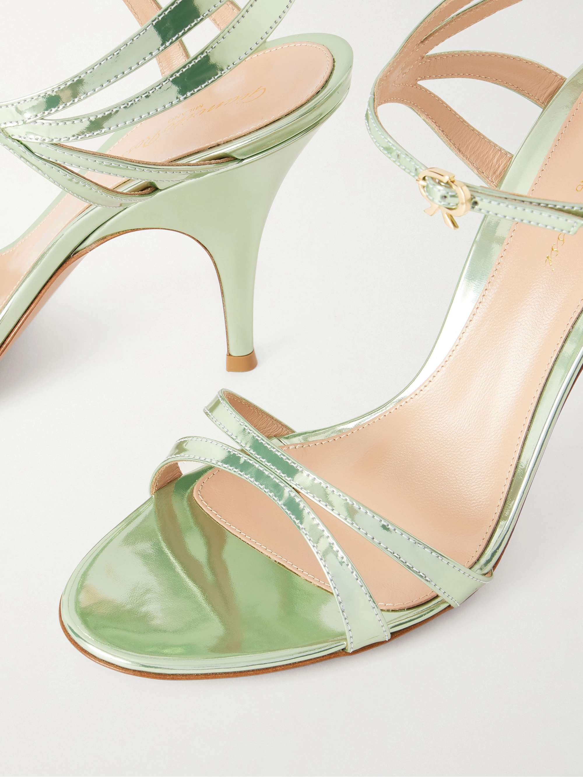 GIANVITO ROSSI 95 mirrored-leather sandals | NET-A-PORTER US