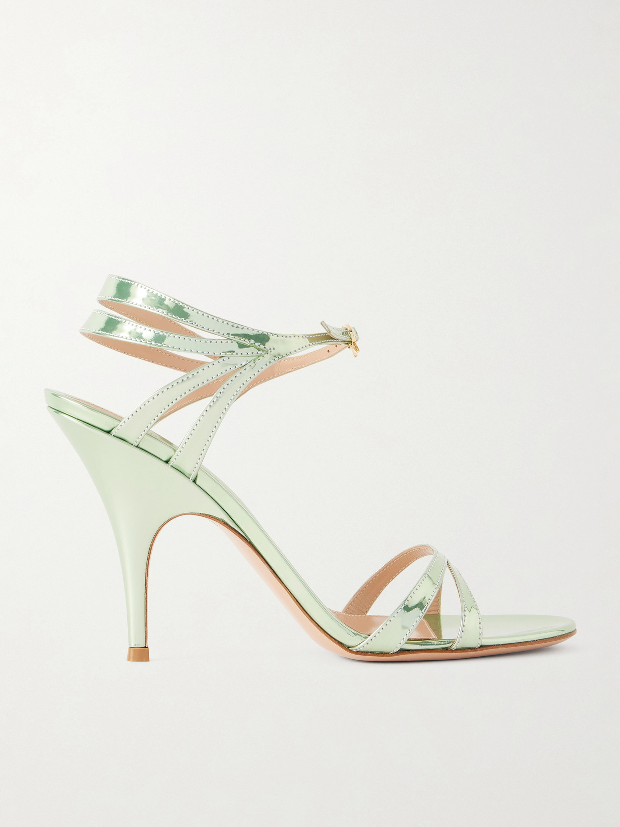 95 Mirrored-Leather Sandals