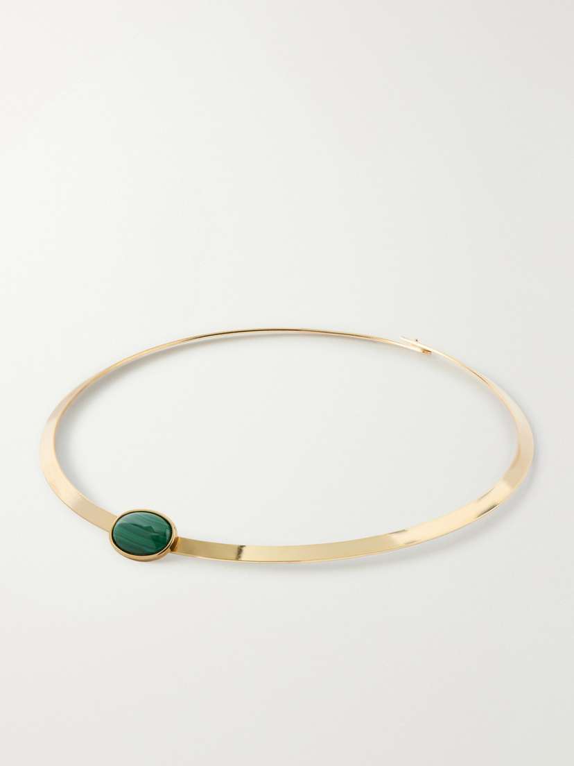 Jennifer Behr Elaine Gold-plated Malachite Cuff
