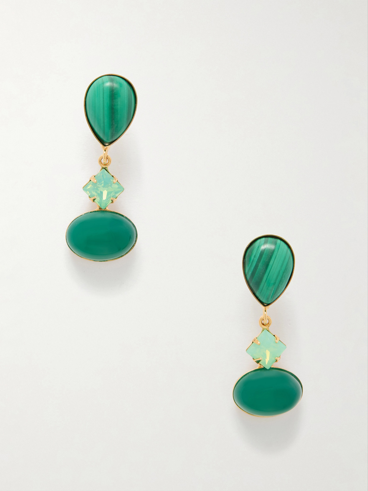 Jennifer Behr Quincy Gold-tone Malachite Earrings In Green