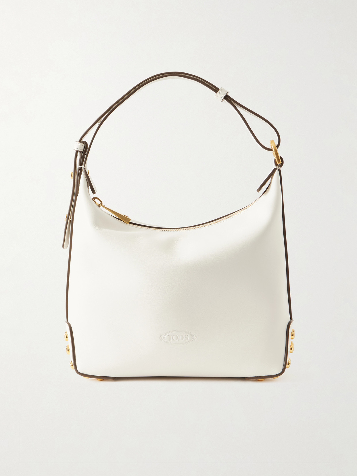 Tod's Studded Leather Shoulder Bag In White