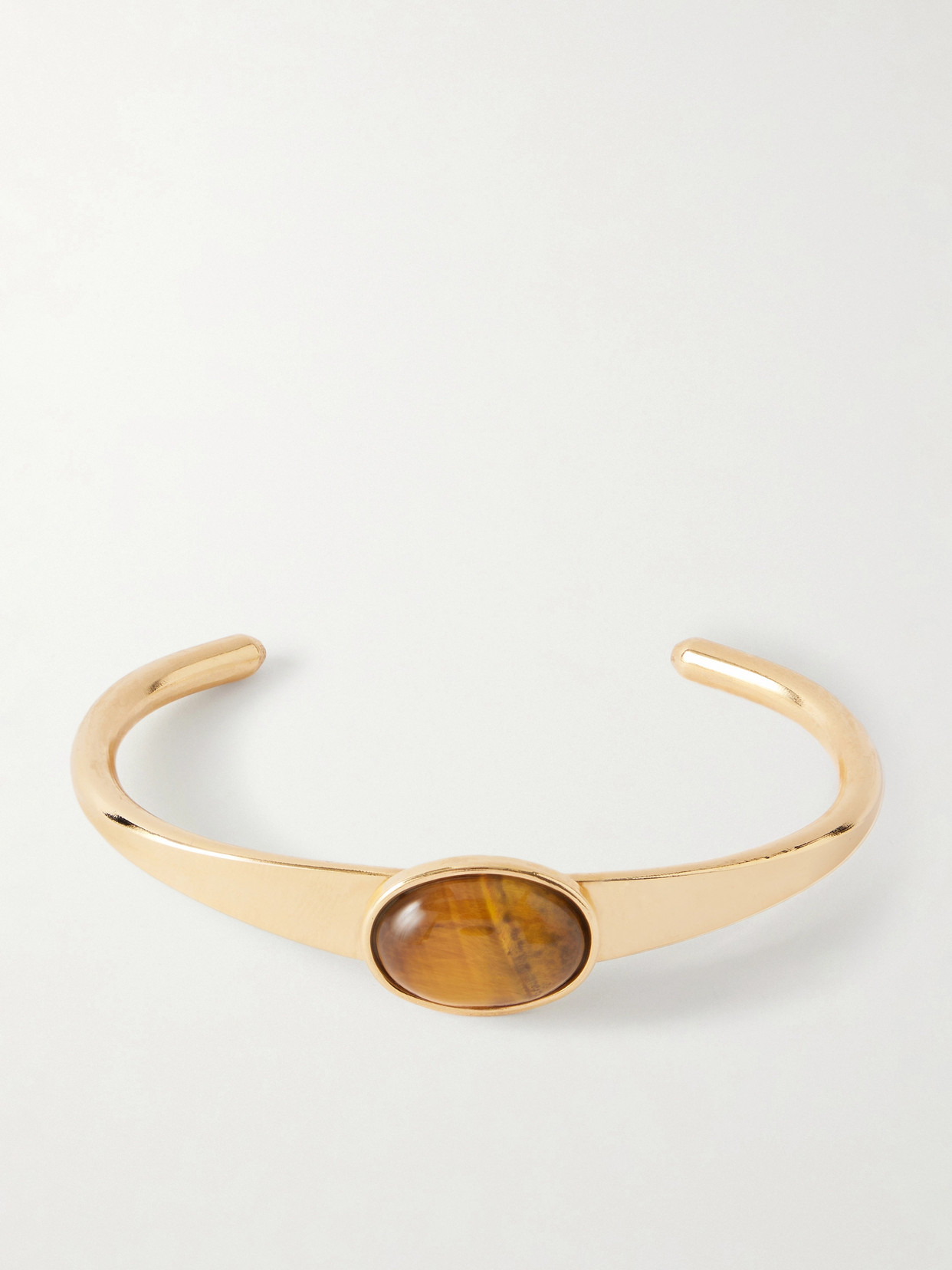 Jennifer Behr Elaine Gold-plated Tiger's Eye Cuff In Brown