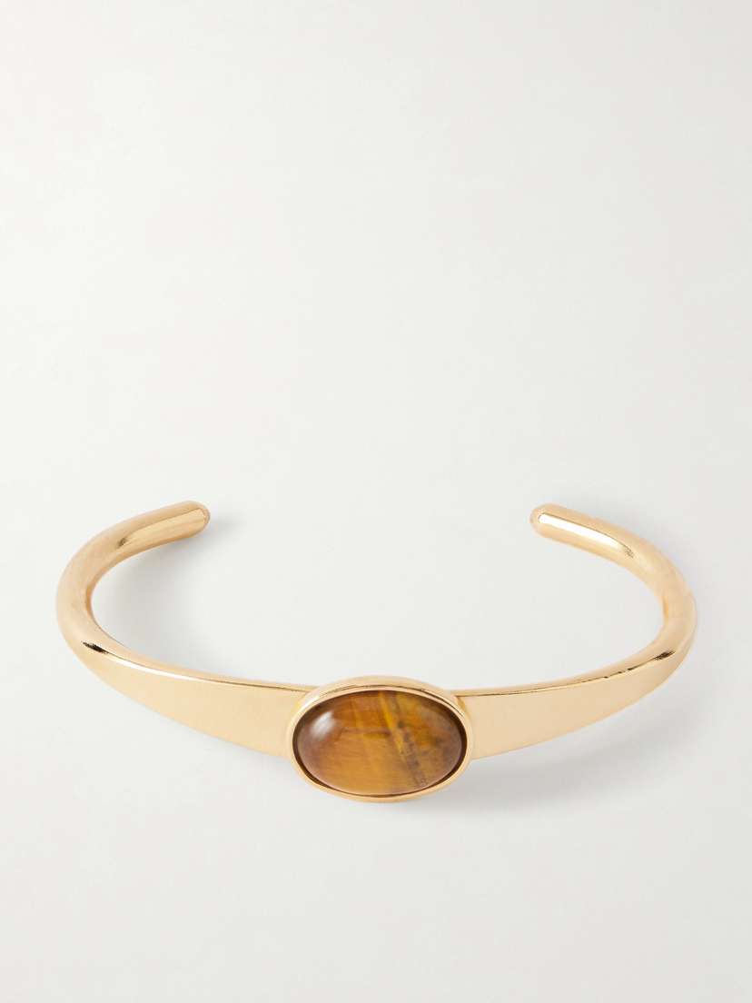 Jennifer Behr Elaine Gold-plated Tiger's Eye Cuff