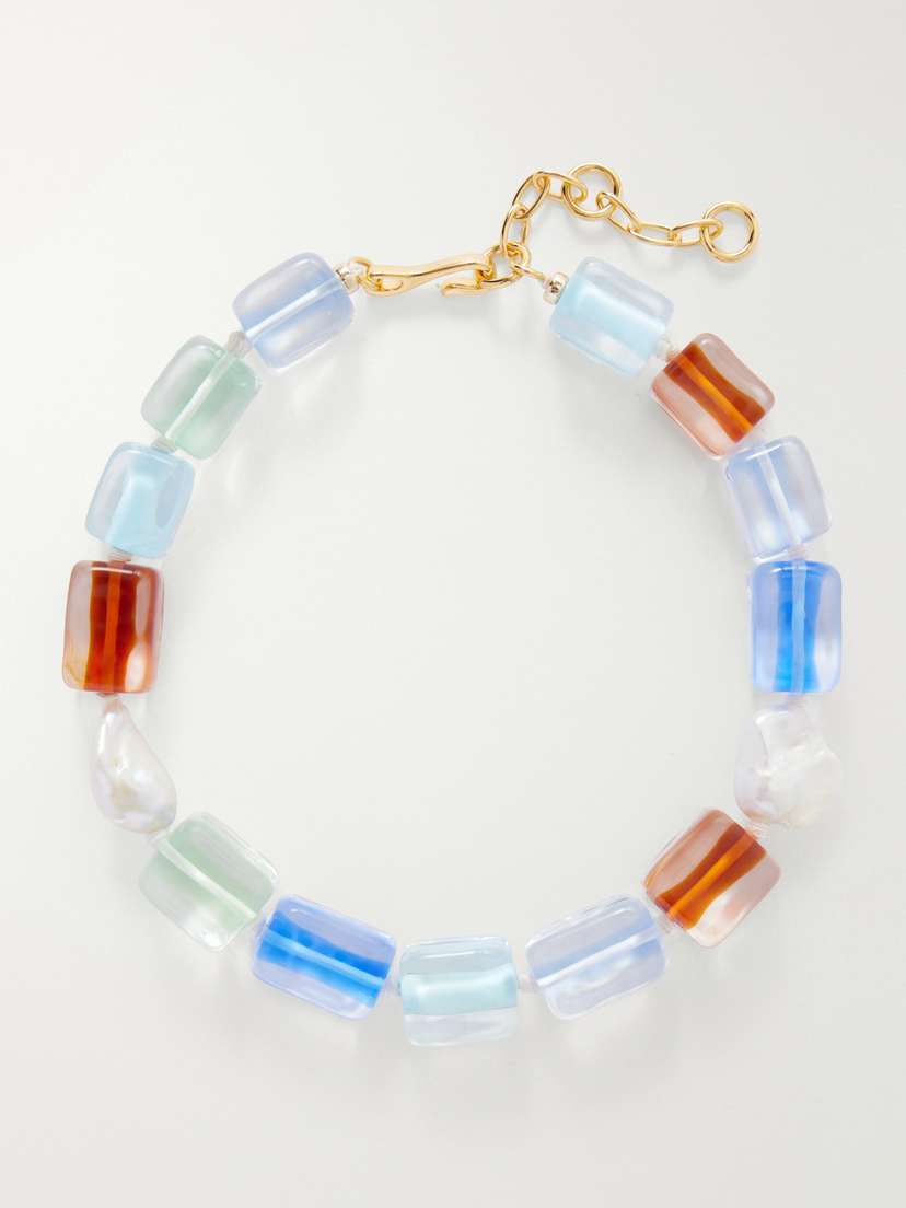 Lizzie Fortunato Delphine Gold-tone, Pearl And Glass Beaded Necklace