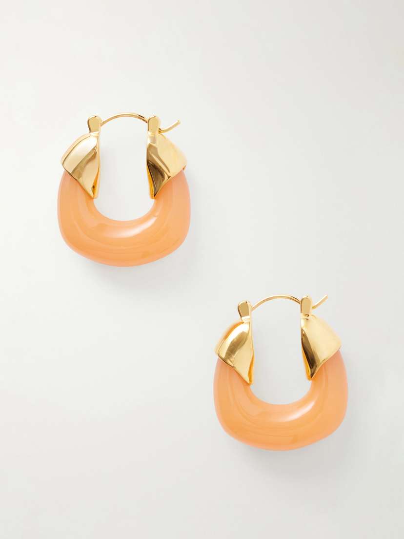 Lizzie Fortunato Tangerine Gold-tone Resin Hoop Earrings