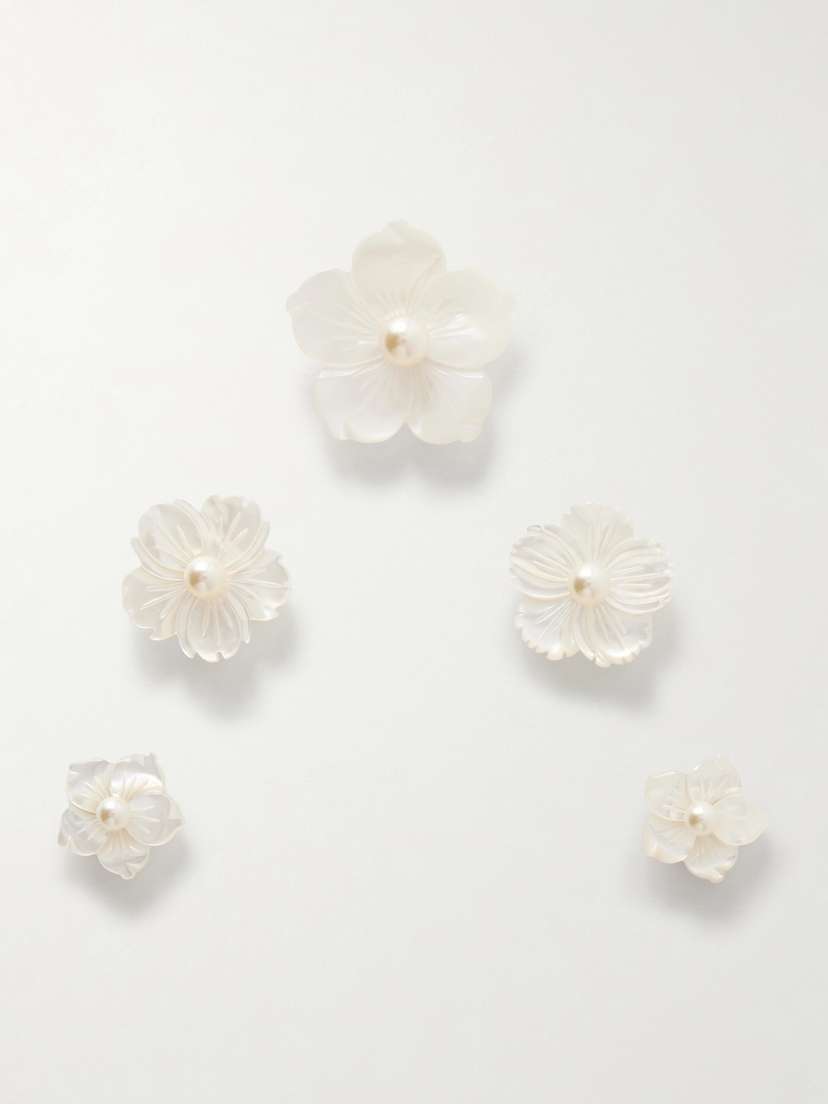 Jennifer Behr Zinnia Set Of Five Silver-tone Mother-of-pearl Headpiece