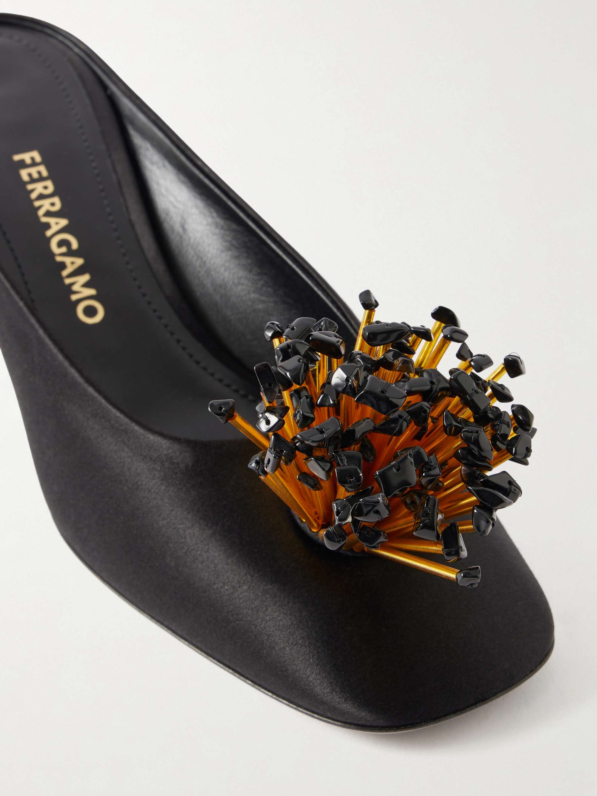 FERRAGAMO Safi crystal-embellished satin mules | NET-A-PORTER