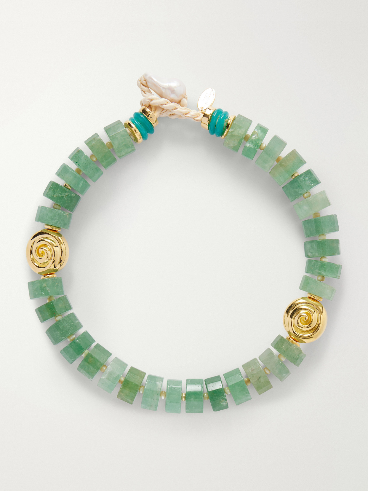 Lizzie Fortunato Nautilus Gold-tone, Pearl And Quartz Necklace In Green