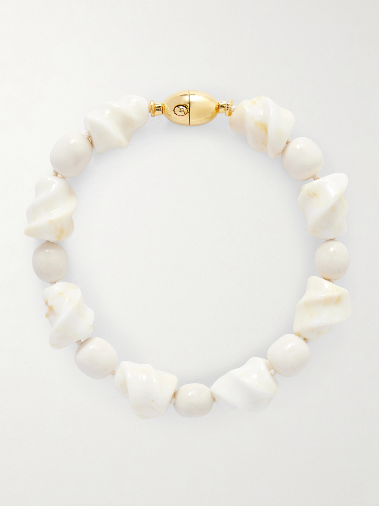 Lizzie Fortunato Salamanca Gold-tone Porcelain Beaded Choker In White