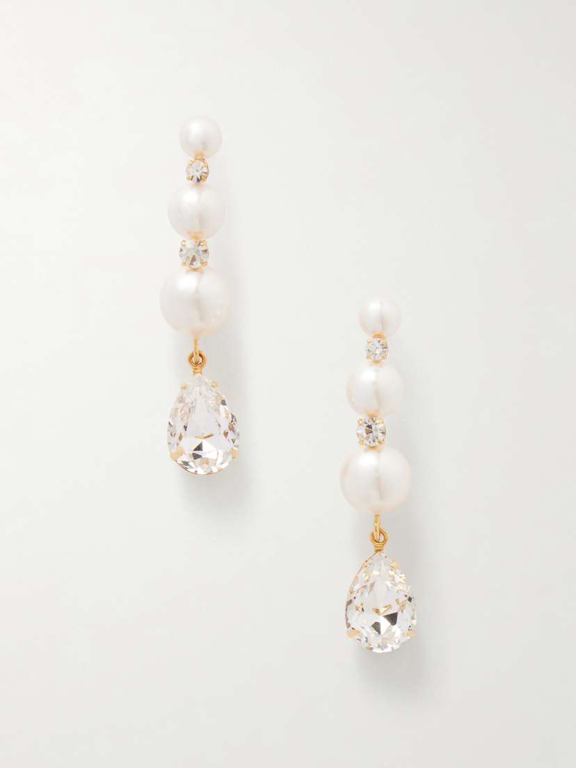 Jennifer Behr Gold-plated, Crystal And Pearl Earrings
