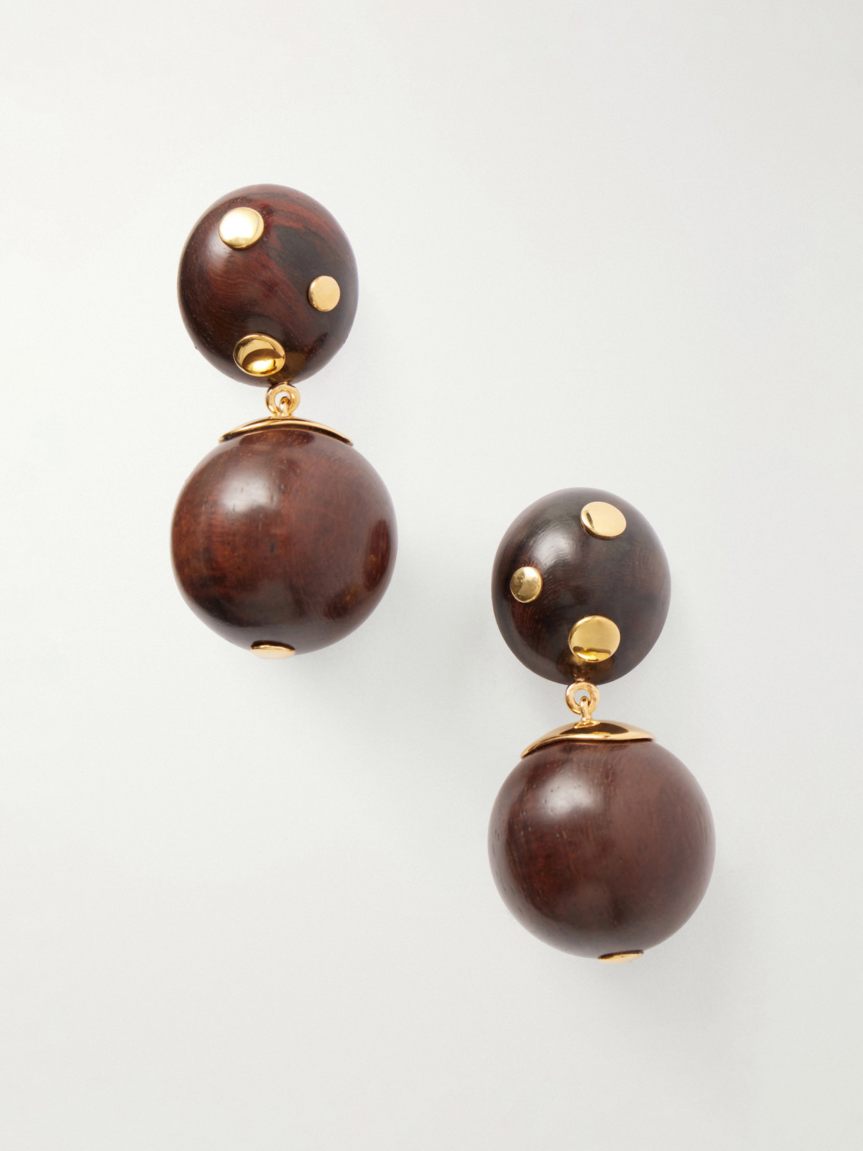 Lizzie Fortunato Nopales Gold-tone Wood Earrings In Brown
