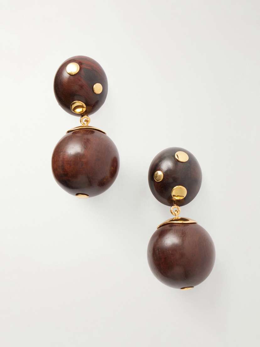 Lizzie Fortunato Nopales Gold-tone Wood Earrings