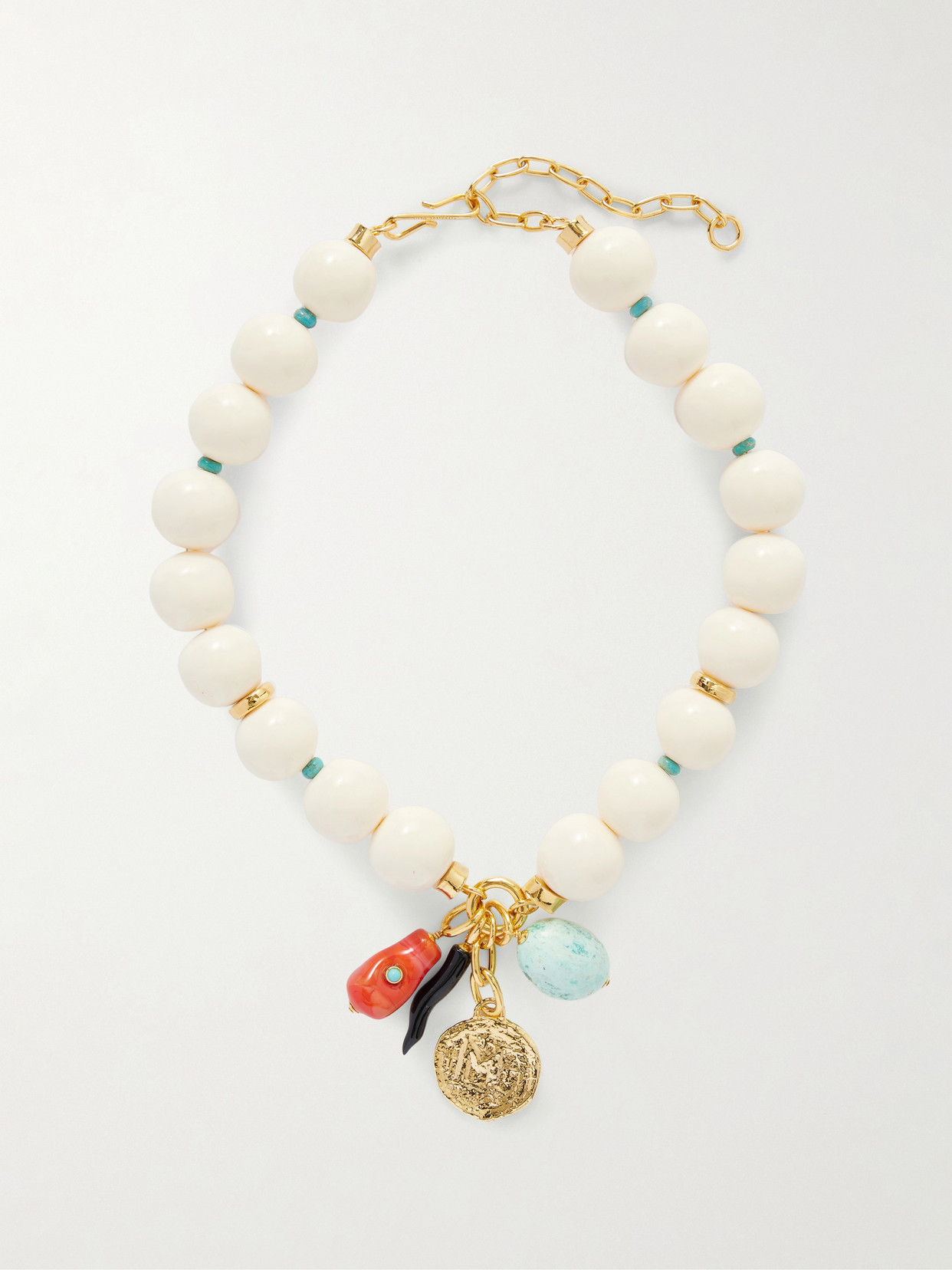 Lizzie Fortunato Blanca Gold-tone, Turquoise And Agate Beaded Necklace In Multi