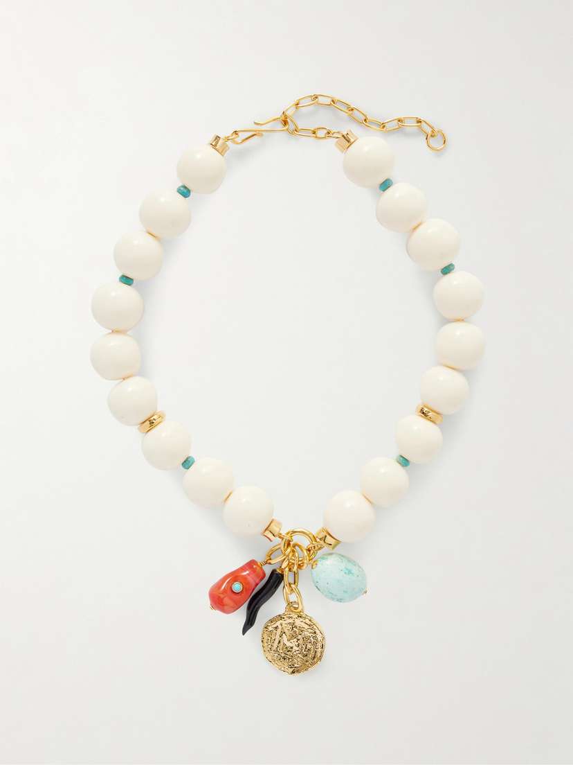 Lizzie Fortunato Blanca Gold-tone, Turquoise And Agate Beaded Necklace